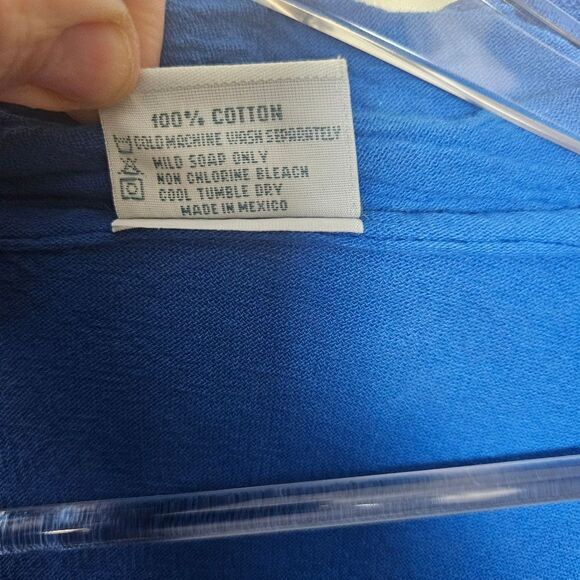 Oh My Gauze Blue Cascade Waterfall Wrap Cardigan Blue 100% Cotton Large - Picture 3 of 4